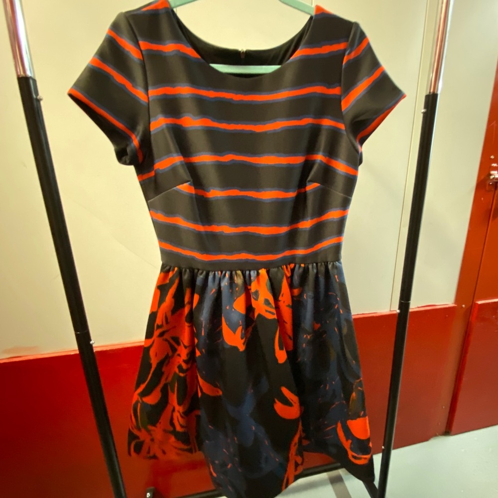 Taylor Black l, Red & Blue A-Line Dress | Size 10